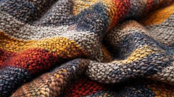Warm Autumnal Knitted Textile Fabric Detail photo