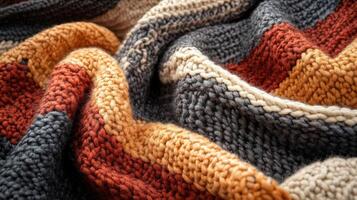 Warm Knitted Blanket in Autumnal Hues photo