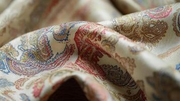 Elegant paisley patterned fabric drapes softly photo