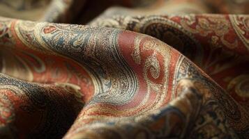 Elegant paisley patterned fabric draped softly photo