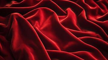 Rich Red Velvet Draped Luxuriously Soft Fabric photo