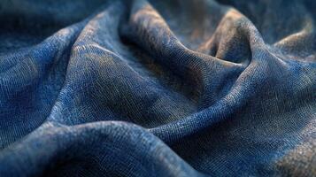 Deep Blue Fabric Draped in Soft Waves photo