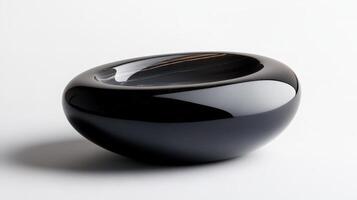 Elegant Black Glass Bowl with Subtle Veining photo