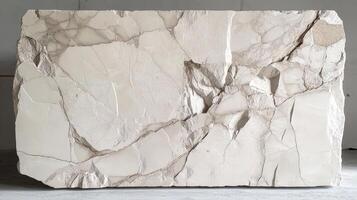 A Large Block Of Cracked White Marble Stone photo