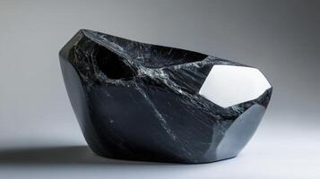 Black Marble Sculpture Modern Abstract Art Piece photo