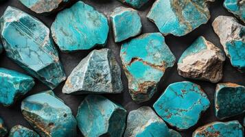 Turquoise Stones Collection Showing Various Shapes and Colors photo