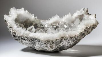 Geode Crystal Cluster In Grey Rock Formation photo