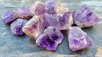 Amethyst Crystal Cluster Raw Purple Stones Collection photo