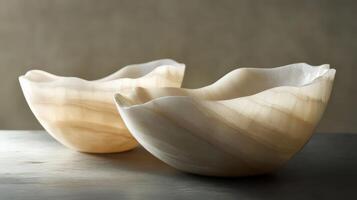 Elegant Carved Onyx Bowls Displayed on a Surface photo