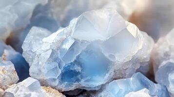 Blue Chalcedony Crystal Cluster Detailed View photo
