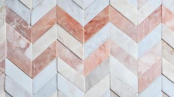 Elegant Chevron Patterned Marble Tile Wall photo