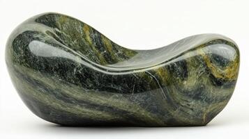 Polished Green Stone Sculpture Abstract Form photo