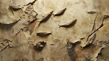 Ancient Fish Fossils Embedded In Cracked Stone photo