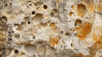 Eroded Rock Surface Showing Numerous Holes and Textures photo