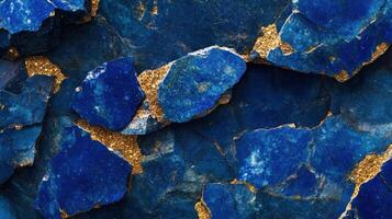 Blue Lapis Lazuli Stone Fragments Gold Accents photo