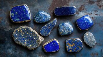 Collection of Blue Lapis Lazuli Stones and Gems photo