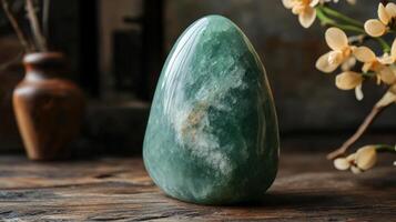 Polished Green Fluorite Stone Egg Shaped Specimen photo