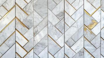 Elegant Herringbone Marble Tile Wall Design photo