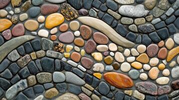 Colorful River Rock Mosaic Pattern Design photo