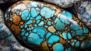 Vivid Turquoise Gemstone Shows Intricate Pattern And Color photo