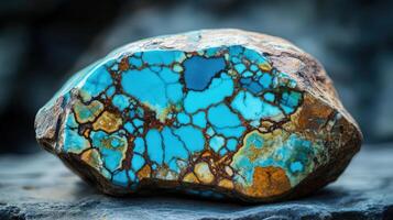 Vivid Blue Turquoise Stone Rough Gem Sample photo