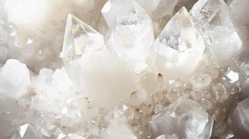 Cluster of Clear Quartz Crystals Glistening Beautifully photo