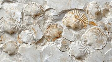 Fossilized Scallops Embedded in Ancient Stone photo