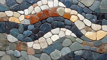 Colorful Stone Mosaic Pattern Wave Design photo