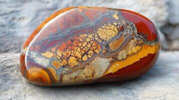 Polished Red Yellow And Brown Jasper Stone photo