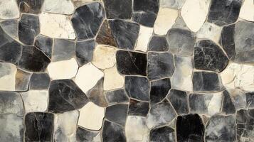 Irregular Black and White Stone Wall Texture photo