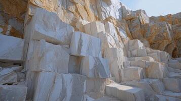 Marble Quarry Showing Blocks Of Extracted Stone photo