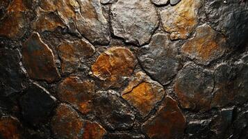Dark Brown and Orange Stone Wall Texture photo