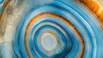 Blue and Gold Agate Stone Concentric Rings photo