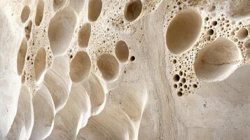 Abstract Beige Stone Texture With Numerous Holes photo