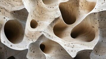Abstract Beige Stone Carving With Numerous Cavities photo