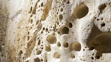 Light Beige Porous Stone Surface Texture Detail photo