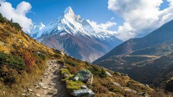Majestic Himalayan Mountain Trail Scenic View photo