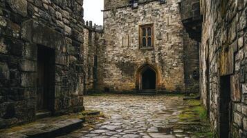 Ancient Stone Castle Courtyard Pathway Architecture photo
