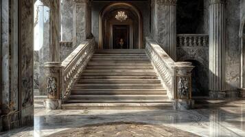 Grand Marble Staircase Leading to a Palace Interior photo