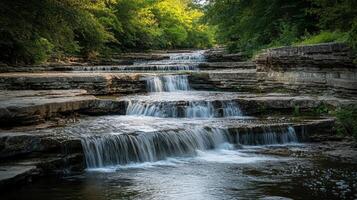 Cascading Waterfall Through Rocky Creek Bed photo