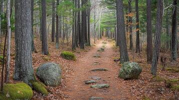 Forest Trail Winding Through Autumn Woods photo