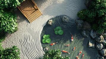 Serene Japanese Garden Koi Pond Zen Design photo