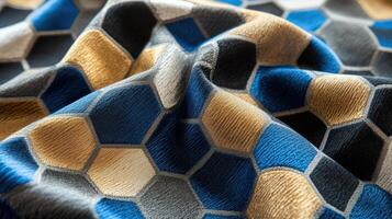 Textured Fabric Displays Geometric Hexagon Pattern photo