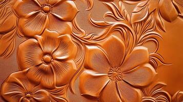 Embossed Leather Floral Design Showing Intricate Detail photo