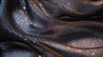 Glittering Dark Fabric Draped in Soft Folds photo
