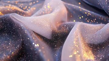 Glittering Fabric Draped in Soft Light and Shadows photo