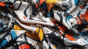Abstract Colorful Pattern Draped Fabric Textile photo
