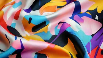 Abstract Colorful Silk Fabric Draped Design photo