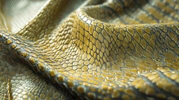 Golden Crocodile Leather Textured Surface Close Up photo
