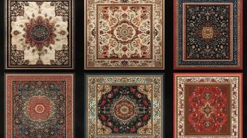 Six ornate rugs display intricate designs and rich colors photo
